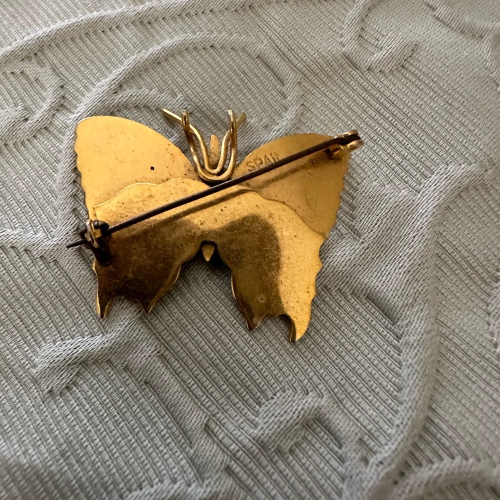TRENDING Vintage Spanish Enamel Butterfly Brooch - Picture 2 of 5